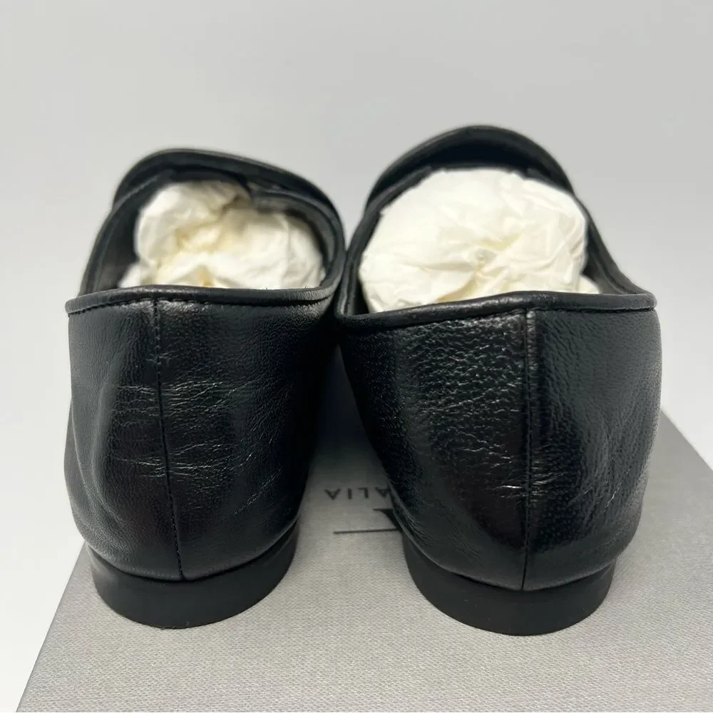 Aquatalia Black Leather Slip-On Loafers
